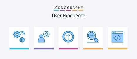 användare erfarenhet blå 5 ikon packa Inklusive utveckling. webb. pil. zoom. förstorande glas. kreativ ikoner design vektor