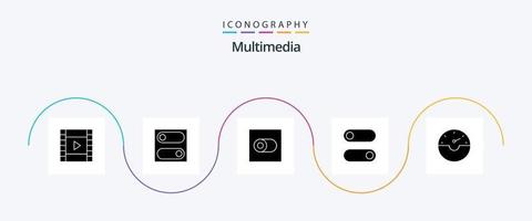 Multimedia Glyph 5 Icon Pack inklusive . Umschalten. vektor