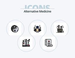 alternative Medizin Linie gefüllt Icon Pack 5 Icon Design. Wohlbefinden. Gesundheitspflege. Rohr. Arzneimittel. Medizin vektor