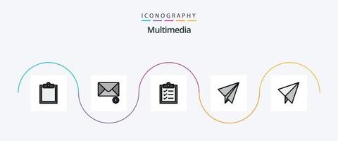 multimedia linje fylld platt 5 ikon packa Inklusive . uppgifter. papper vektor