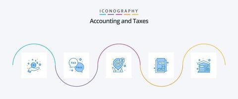 skatter blå 5 ikon packa Inklusive beskatta. dokumentera. beskatta. närvarande. pengar vektor