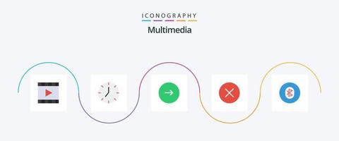 Multimedia Flat 5 Icon Pack inklusive Multimedia. Medien. Multimedia. Fehler. Musik vektor