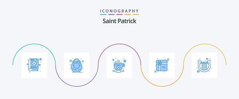 Saint Patrick Blue 5 Icon Pack inklusive Irland. gegenwärtig. Topf. Einkaufen. Tag vektor