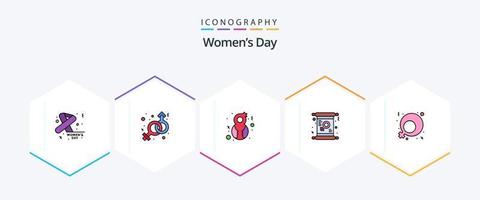 Womens Day 25 Filledline Icon Pack inklusive Frauen. weiblich. Venus. Tag. Frau vektor