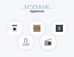 Geräte flach Icon Pack 5 Icon Design. . Eisfach. Haushalt. Kühlschrank. Haushaltsgeräte vektor