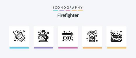 Firefighter Line 5 Icon Pack inklusive. hinzufügen. Stock. Tasche. Wasser. kreatives Symboldesign vektor