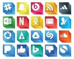 20 Social Media Icon Pack einschließlich Soundcloud Google Drive Odnoklassniki forrst msn vektor