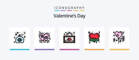 Valentinstag Linie gefüllt 5 Icon Pack inklusive Fahrrad. Liebe. Musik. Herz. Liebe. kreatives Symboldesign vektor