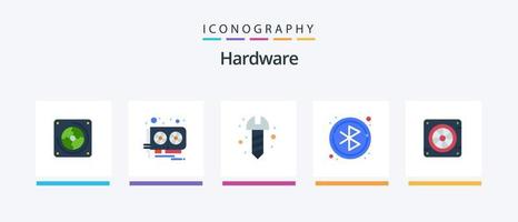 Hardware-Flat-5-Icon-Pack inklusive Air. Kühler. selbstgemacht. Computer. Kreis. kreatives Symboldesign vektor