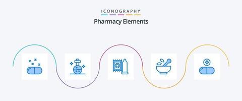 apotek element blå 5 ikon packa Inklusive piller. läkemedel. läkare. soppa. medicinsk vektor