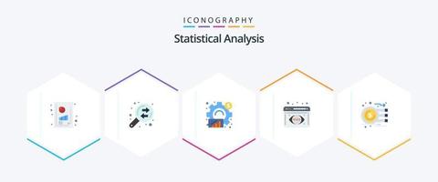 statistisk analys 25 platt ikon packa Inklusive valuta. data visualisering. analys. data analys. statistisk vektor