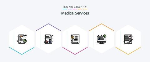 Medizinische Dienstleistungen 25 gefüllte Symbolpakete einschließlich . Gesundheitspflege. medizinisch. Datei. medizinische Beratung vektor