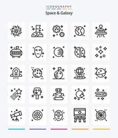 Creative Space und Galaxy 25 Outline Icon Pack wie Alien. Raum. Astronaut. Astronomie. Erde vektor