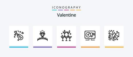 Valentine Line 5 Icon Pack inklusive Herz. Gläser. Hochzeit. Hochzeit. Anzug. kreatives Symboldesign vektor