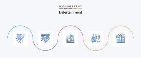 underhållning blå 5 ikon packa Inklusive spel. tärningar. elektricitet. media. audio vektor