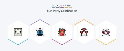 Party 25 Filledline Icon Pack inklusive Champagner. Party. Party. Festival. Party vektor