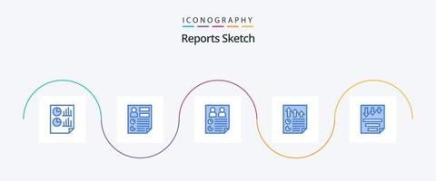 rapporter skiss blå 5 ikon packa Inklusive sida. data. Rapportera. Rapportera. dokumentera vektor
