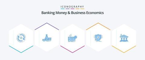 bank pengar och företag ekonomi 25 blå ikon packa Inklusive finansiell. pengar. lån. finansiera. skära vektor