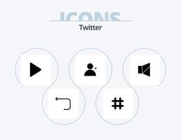 Twitter glyf ikon packa 5 ikon design. Twitter. av. spela. klocka. Twitter vektor