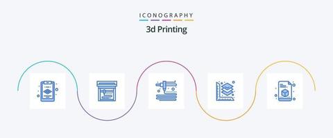 3d utskrift blå 5 ikon packa Inklusive utskrift. utskrift. skrivare vektor