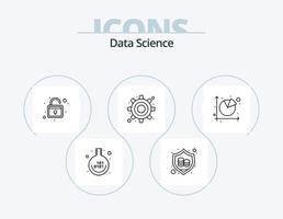 Data Science Line Icon Pack 5 Icon-Design. Daten. Einstellung. Buch. Gang. Diagramm vektor