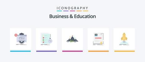 företag och utbildning platt 5 ikon packa Inklusive företag. avtal. kolla upp. Framgång. uppdrag. kreativ ikoner design vektor