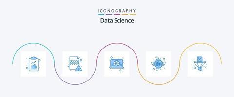 data vetenskap blå 5 ikon packa Inklusive analyser. processor. ansluta. mikrochip. webb vektor