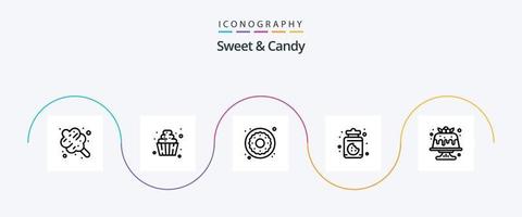 Sweet and Candy Line 5 Icon Pack inklusive Dessert. Bäckerei. Nachtisch. Süßigkeiten. Nachtisch vektor