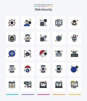 Creative Web Security 25 Zeilen gefülltes Icon Pack wie anonym. Information. Daten. dokumentieren. klassifiziert vektor