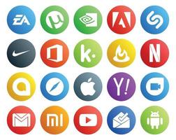 20 Social Media Icon Pack inklusive Suche Apple Office Browser Google Allo vektor