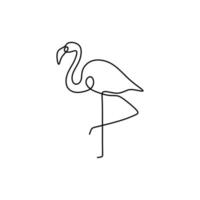 flamingo en linje ritning. kontinuerlig enkel hand dras sommarsymbol. snyggt dekorativt element. vektorillustration, bra för affisch och banner minimalism stil. vektor