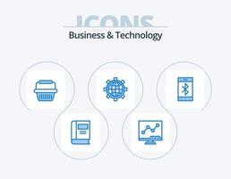 företag och teknologi blå ikon packa 5 ikon design. cell. värld. korg. preferens. browser vektor