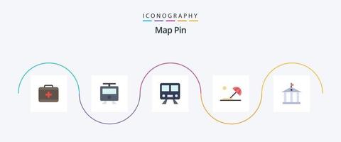 Map Pin Flat 5 Icon Pack inklusive . Ziel. reisen vektor