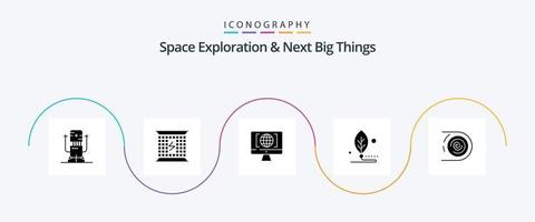 Weltraumforschung und nächste große Dinge Glyph 5 Icon Pack inklusive Blatt. Biologie. elektromagnetisch. künstlich. Welt vektor