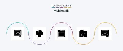 Multimedia Glyph 5 Icon Pack inklusive . Registerkarten. suchen. Bild vektor