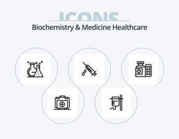 Biochemie und Medizin Healthcare Line Icon Pack 5 Icon Design. Labor. Stethoskop. medizinisch. medizinisch. medizinisch vektor