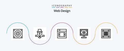 Webdesign Line 5 Icon Pack inklusive Designer. kreativ. Netz. drucken. Branding vektor