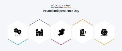 Irland Unabhängigkeitstag 25 Glyphen-Symbolpaket einschließlich Irland. Krug. Welt. trinken. Bier vektor