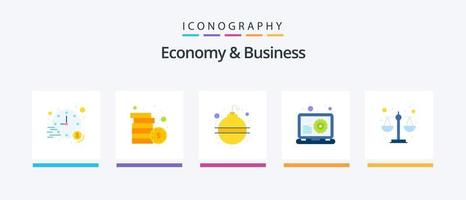 Wirtschaft und Business Flat 5 Icon Pack inklusive Recht. Termin. Netz. Entwicklung. kreatives Symboldesign vektor