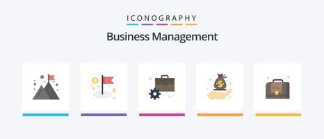 Business Management Flat 5 Icon Pack inklusive Management. Management. Aktentasche. Hand. Geschäft. kreatives Symboldesign vektor