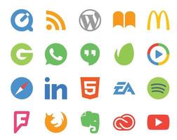 20 Social-Media-Icon-Packs, einschließlich EA HTML-Hangouts, Linkedin-Safari vektor