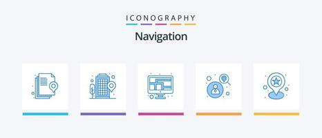 navigering blå 5 ikon packa Inklusive plats. Sök. plats. användare. plats. kreativ ikoner design vektor