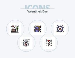 Valentinstag Linie gefüllt Icon Pack 5 Icon Design. Herzen. Romantik. Liebe. Liebe. Hochzeit vektor