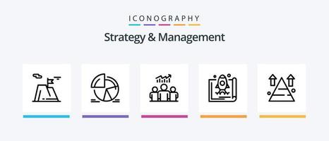 Strategie- und Managementlinie 5 Icon Pack inklusive Datum. Termin. Benutzer. Kuchendiagramm. Statistiken. kreatives Symboldesign vektor