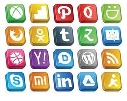 20 social media ikon packa Inklusive rss wordpress tumblr disqus yahoo vektor