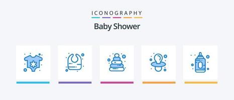 Babyparty blau 5 Icon Pack inklusive. Spielzeug. Zubringer. Baby. kreatives Symboldesign vektor