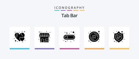 Tab Bar Glyph 5 Icon Pack inklusive Schild. Schutz. Taste. Taste. kreuzen. kreatives Symboldesign vektor