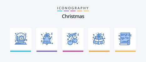 Christmas Blue 5 Icon Pack inklusive Geschenkpaket. Geschenk. Beere. Ostergeschenk. Neujahr. kreatives Symboldesign vektor