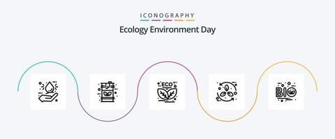 ekologi linje 5 ikon packa Inklusive blad. cykel. gas. bio. grön vektor