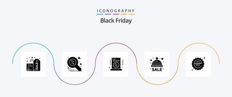 Black Friday Glyph 5 Icon Pack inklusive Sale. Hut. suchen. kalt. Verkauf vektor